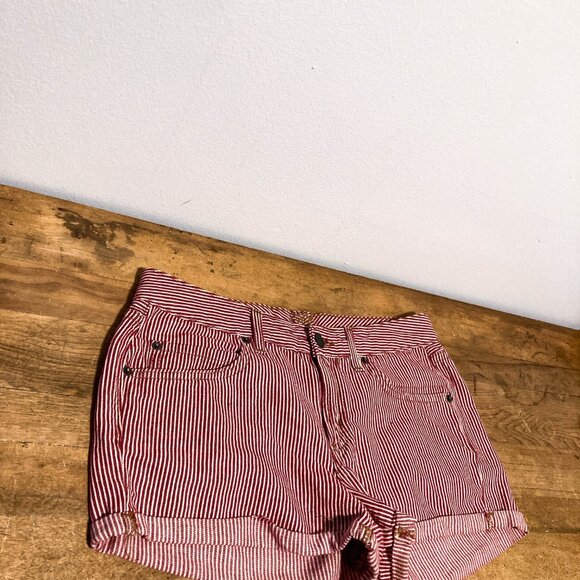 100% Cotton Low Rise Short Shorts Red and White stripe Size 4 - Picture 11 of 15